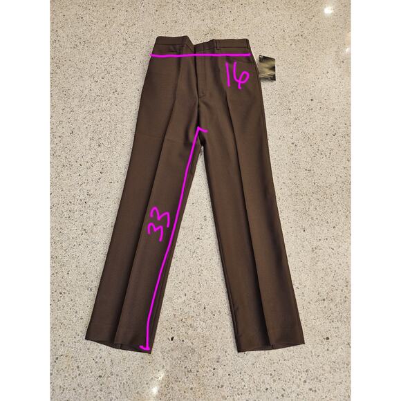 Vintage Men's 80s HAGGAR Slacks Pants Disco Polyester Brown 33x34 NWT Deadstock - Picture 9 of 9